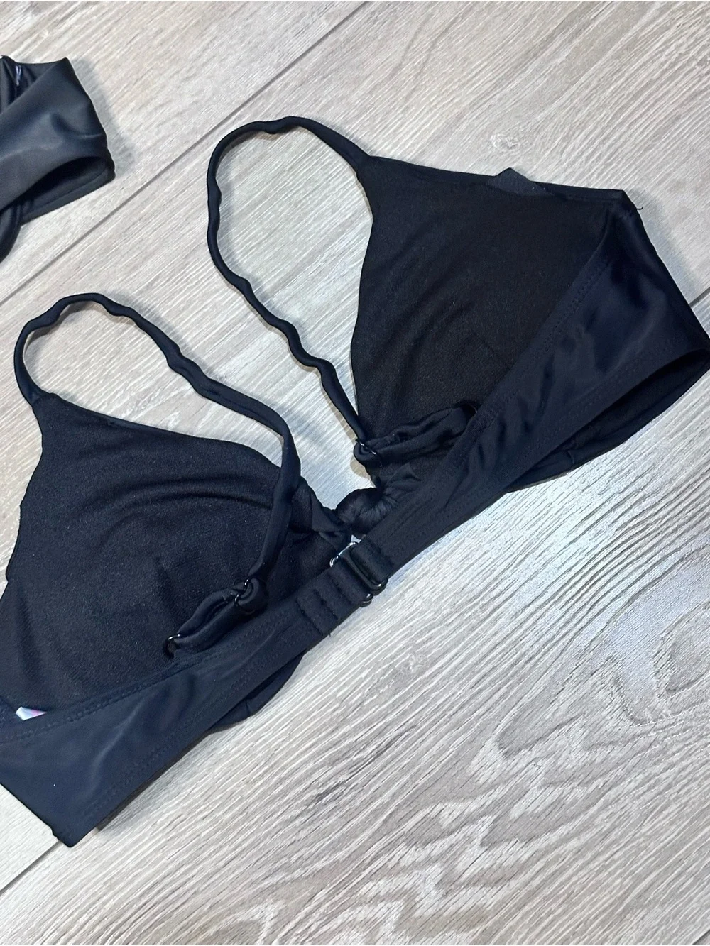 Lot Of 2 Bikini Tops Black Swimwear With Removable Padding & Adjustable Straps